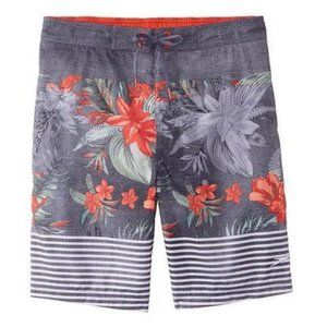 Speedo Mens Swim Trunks, XL Aloha Stripe 21 Inch E-Board Shorts with Mesh Liner